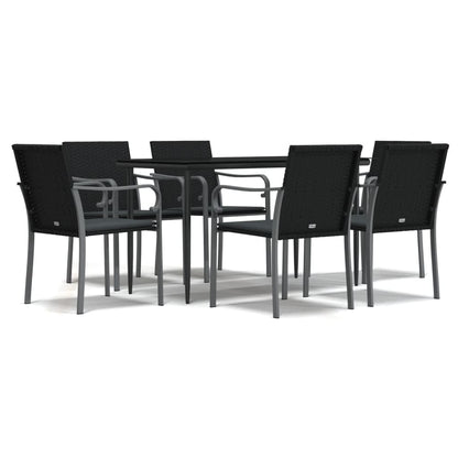 Set Pranzo da Giardino 7 pz con Cuscini in Polyrattan e Acciaio | homemem39