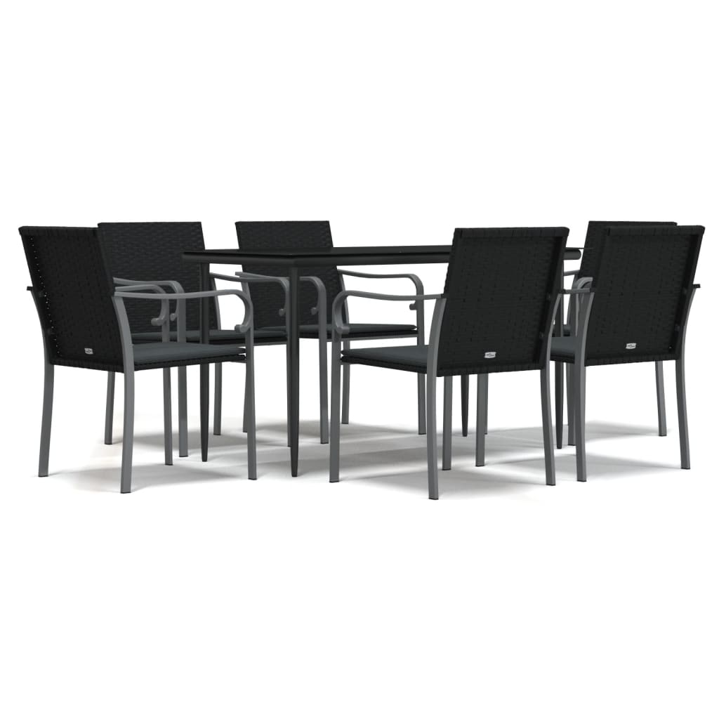 Set Pranzo da Giardino 7 pz con Cuscini in Polyrattan e Acciaio - homemem39