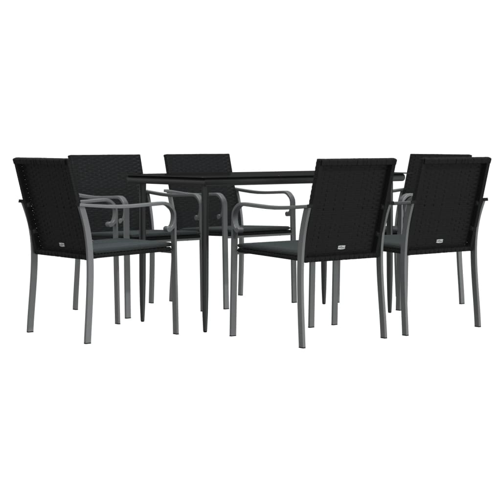Set Pranzo da Giardino 7 pz con Cuscini in Polyrattan e Acciaio | homemem39