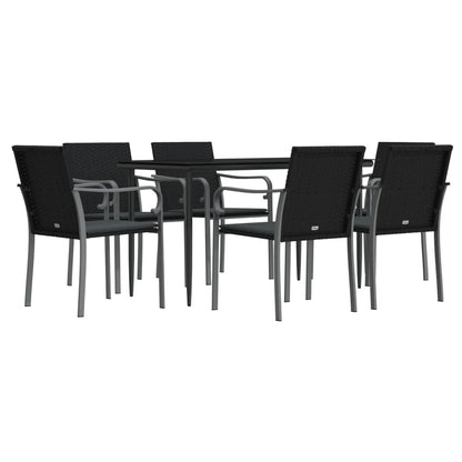 Set Pranzo da Giardino 7 pz con Cuscini in Polyrattan e Acciaio | homemem39