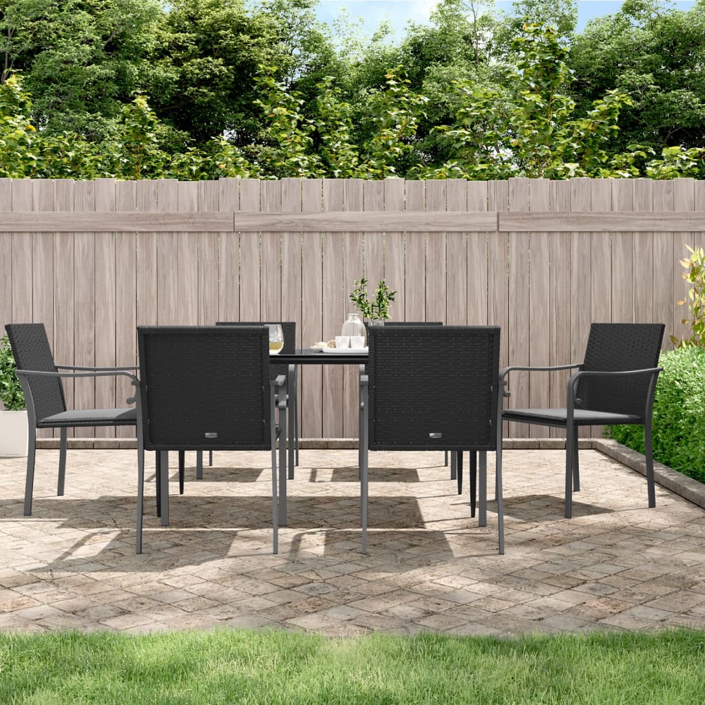 Set Pranzo da Giardino 7 pz con Cuscini in Polyrattan e Acciaio | homemem39
