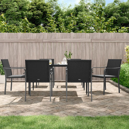 Set Pranzo da Giardino 7 pz con Cuscini in Polyrattan e Acciaio | homemem39