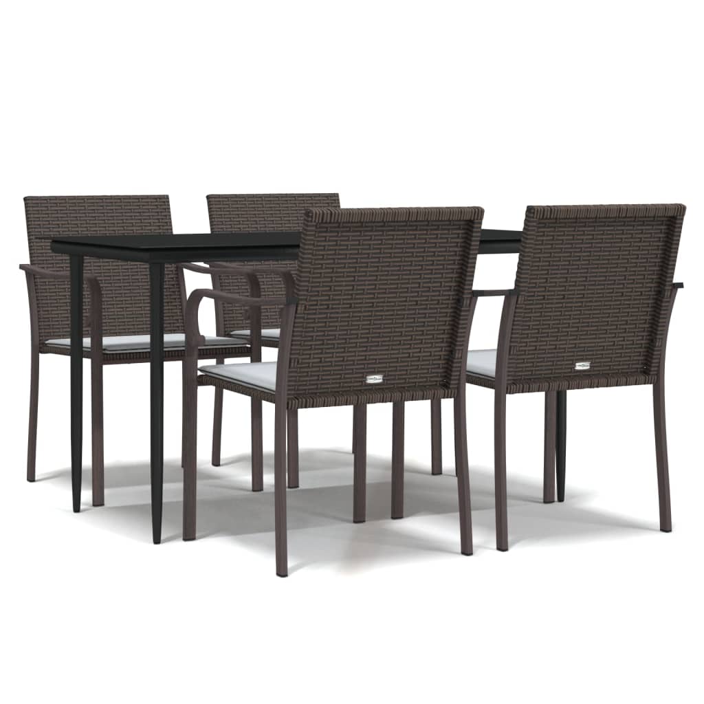 Set Pranzo da Giardino 5pz con Cuscini in Polyrattan e Acciaio
