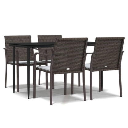 Set Pranzo da Giardino 5pz con Cuscini in Polyrattan e Acciaio