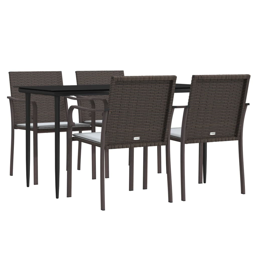 Set Pranzo da Giardino 5pz con Cuscini in Polyrattan e Acciaio | homemem39