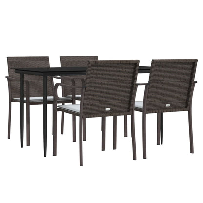 Set Pranzo da Giardino 5pz con Cuscini in Polyrattan e Acciaio | homemem39