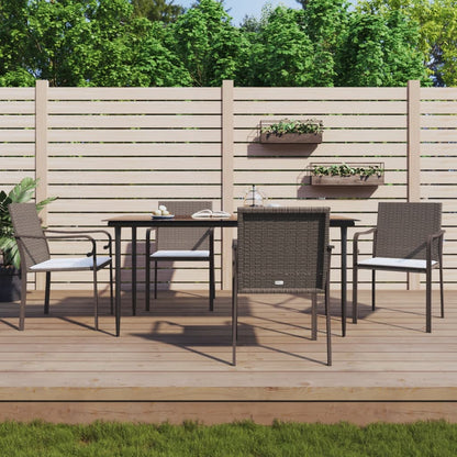 Set Pranzo da Giardino 5pz con Cuscini in Polyrattan e Acciaio