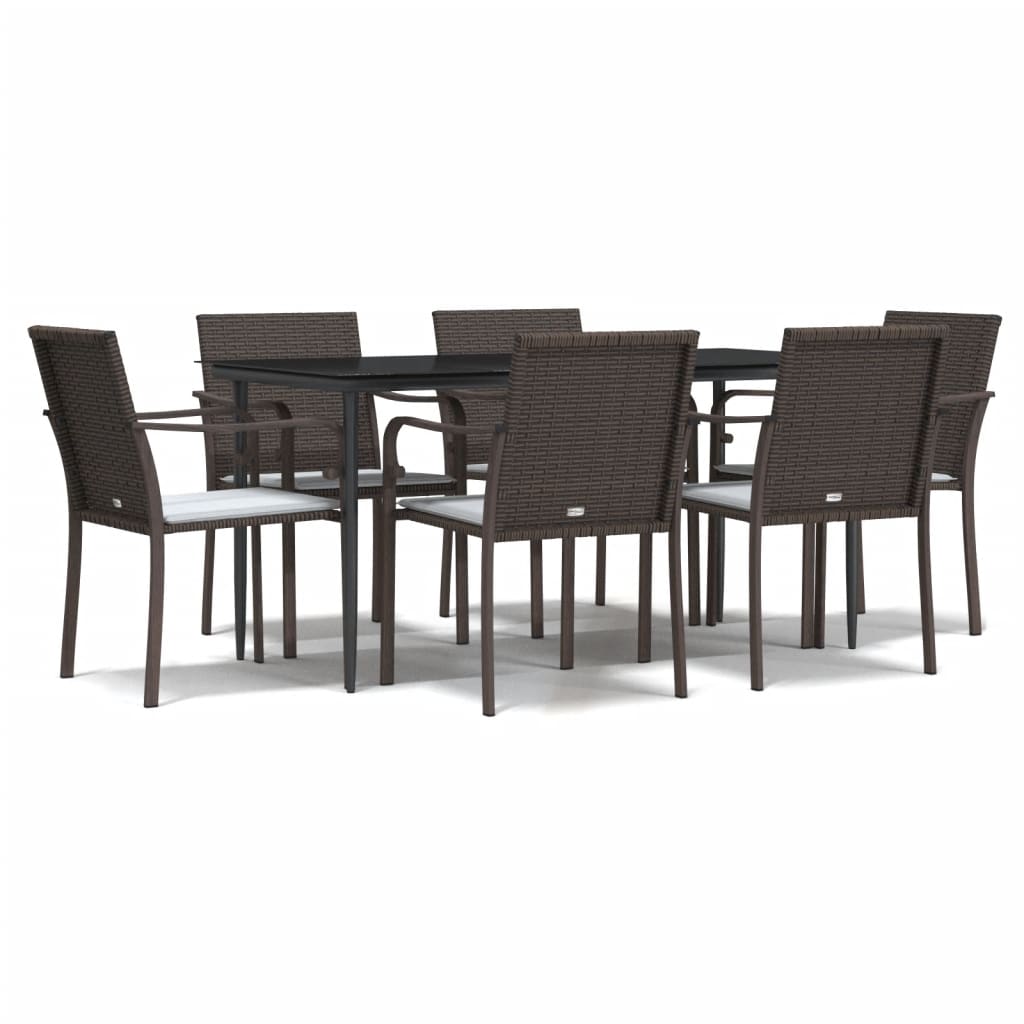 Set Pranzo da Giardino 7 pz con Cuscini in Polyrattan e Acciaio | homemem39