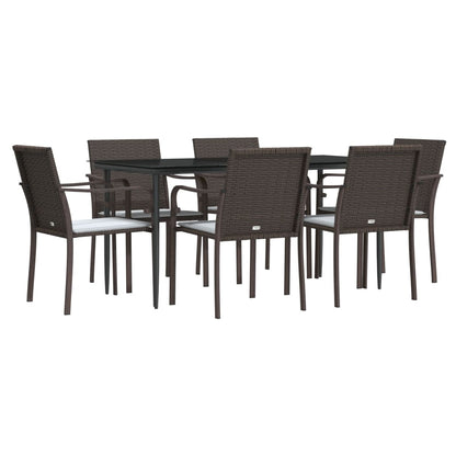 Set Pranzo da Giardino 7 pz con Cuscini in Polyrattan e Acciaio | homemem39