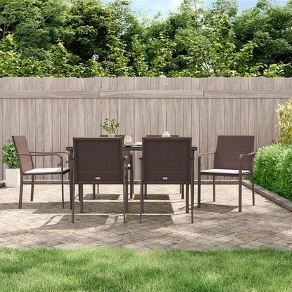 Set Pranzo da Giardino 7 pz con Cuscini in Polyrattan e Acciaio | homemem39