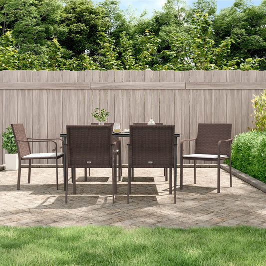 Set Pranzo da Giardino 7 pz con Cuscini in Polyrattan e Acciaio - homemem39