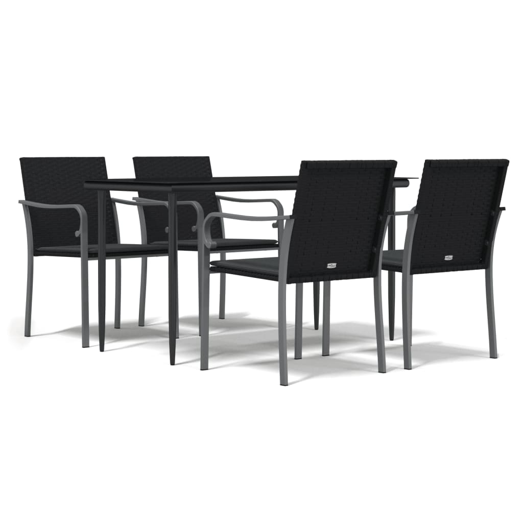 Set Pranzo da Giardino 5pz con Cuscini in Polyrattan e Acciaio | homemem39