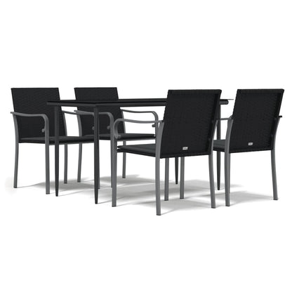 Set Pranzo da Giardino 5pz con Cuscini in Polyrattan e Acciaio | homemem39