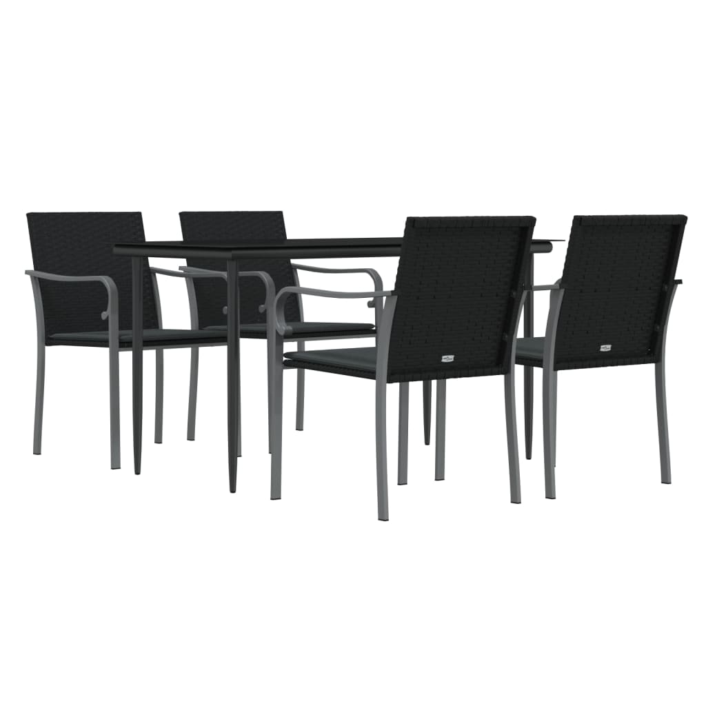 Set Pranzo da Giardino 5pz con Cuscini in Polyrattan e Acciaio | homemem39