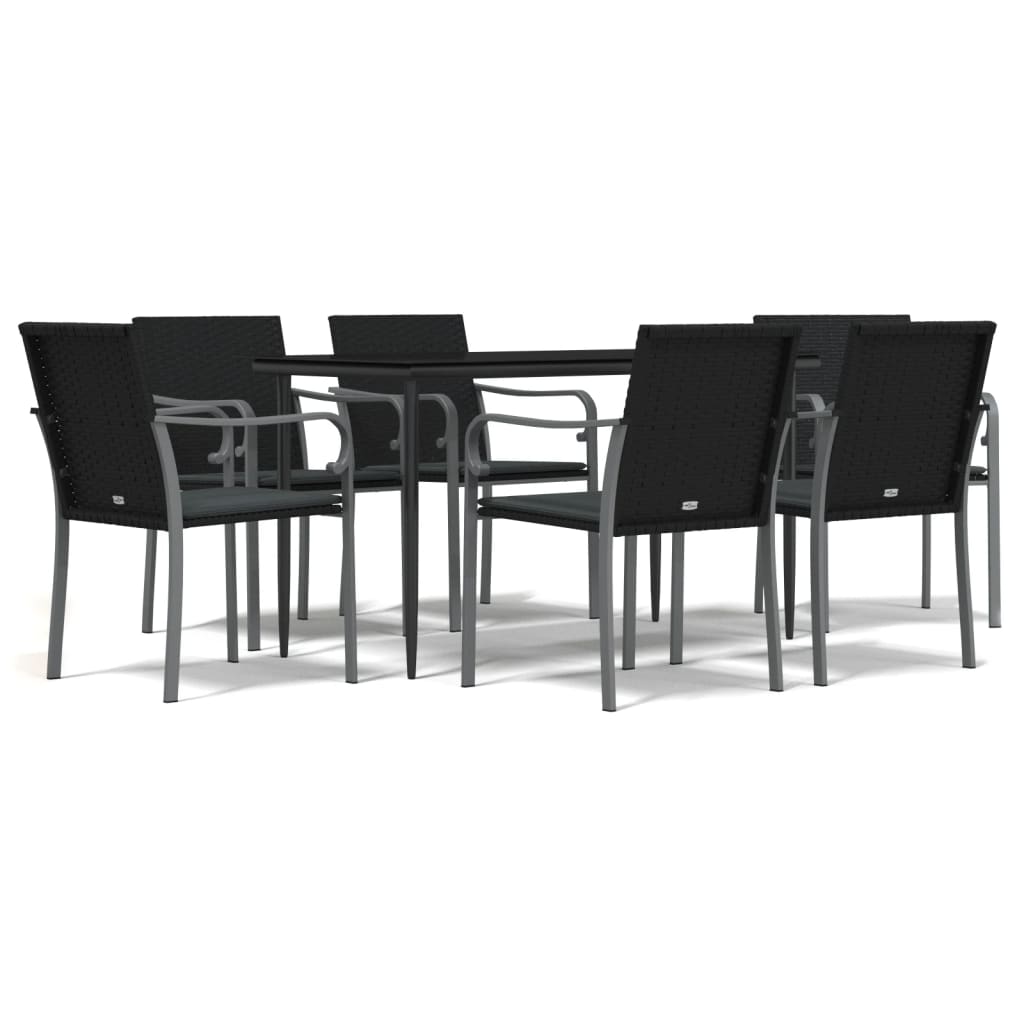 Set Pranzo da Giardino 7 pz con Cuscini in Polyrattan e Acciaio | homemem39