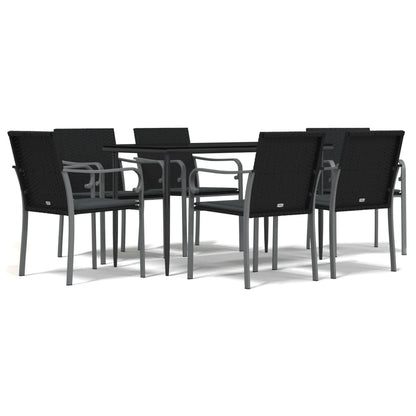 Set Pranzo da Giardino 7 pz con Cuscini in Polyrattan e Acciaio | homemem39