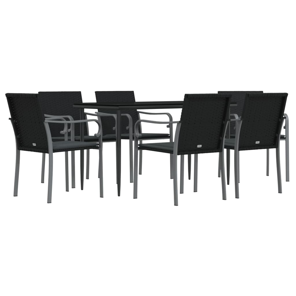 Set Pranzo da Giardino 7 pz con Cuscini in Polyrattan e Acciaio - homemem39