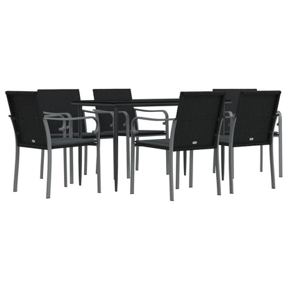 Set Pranzo da Giardino 7 pz con Cuscini in Polyrattan e Acciaio - homemem39