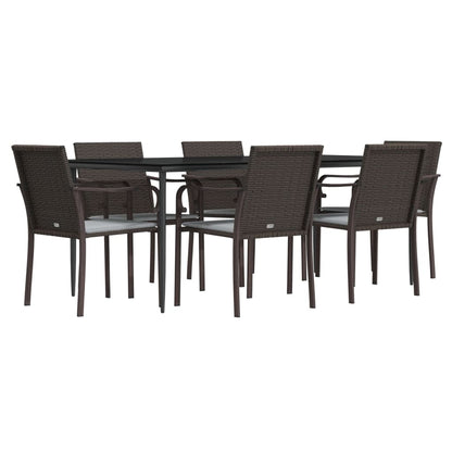 Set Pranzo da Giardino 7 pz con Cuscini in Polyrattan e Acciaio - homemem39