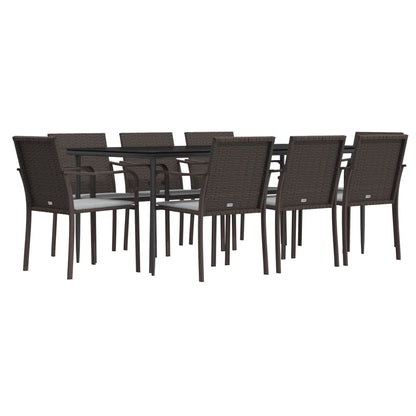 Set Pranzo da Giardino 9 pz con Cuscini in Polyrattan e Acciaio - homemem39