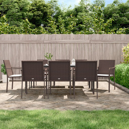 Set Pranzo da Giardino 9 pz con Cuscini in Polyrattan e Acciaio - homemem39