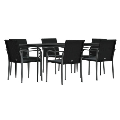 Set Pranzo da Giardino 7 pz con Cuscini in Polyrattan e Acciaio - homemem39