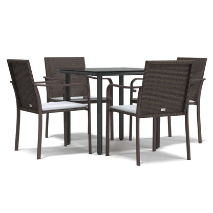 Set Pranzo da Giardino 5pz con Cuscini in Polyrattan e Acciaio | homemem39