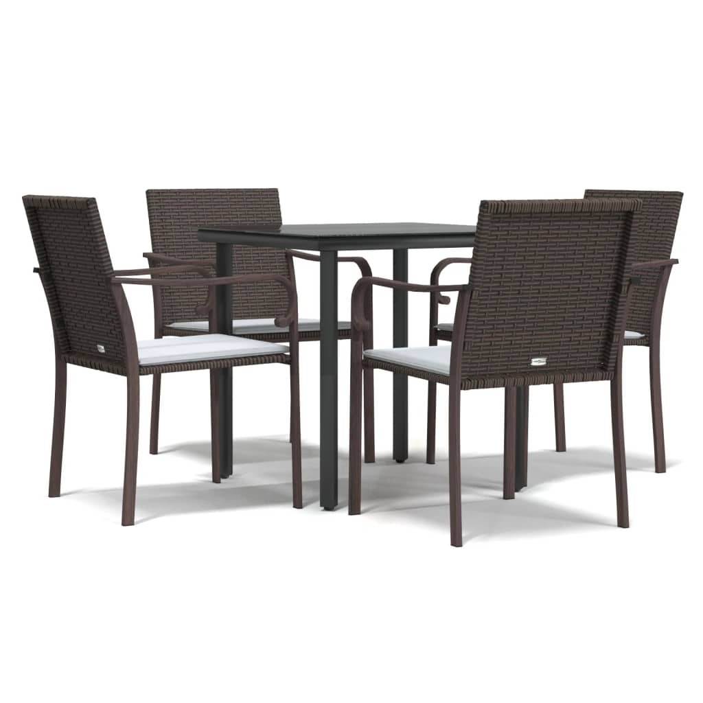 Set Pranzo da Giardino 5pz con Cuscini in Polyrattan e Acciaio - homemem39