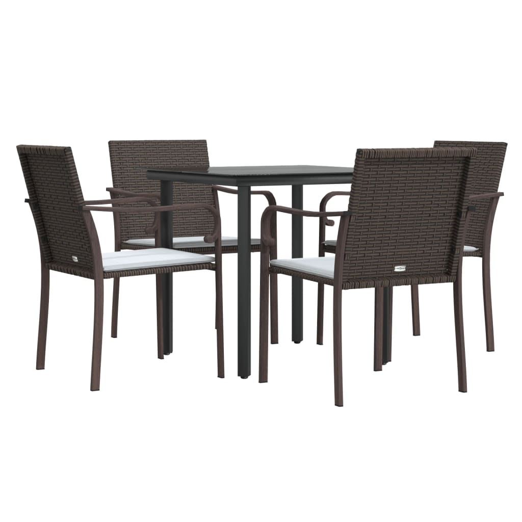 Set Pranzo da Giardino 5pz con Cuscini in Polyrattan e Acciaio | homemem39