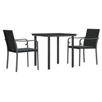 Set Pranzo da Giardino 3pz con Cuscini in Polyrattan e Acciaio | homemem39