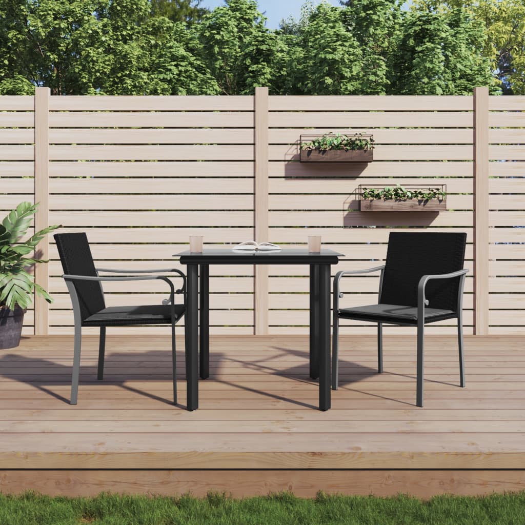 Set Pranzo da Giardino 3pz con Cuscini in Polyrattan e Acciaio - homemem39