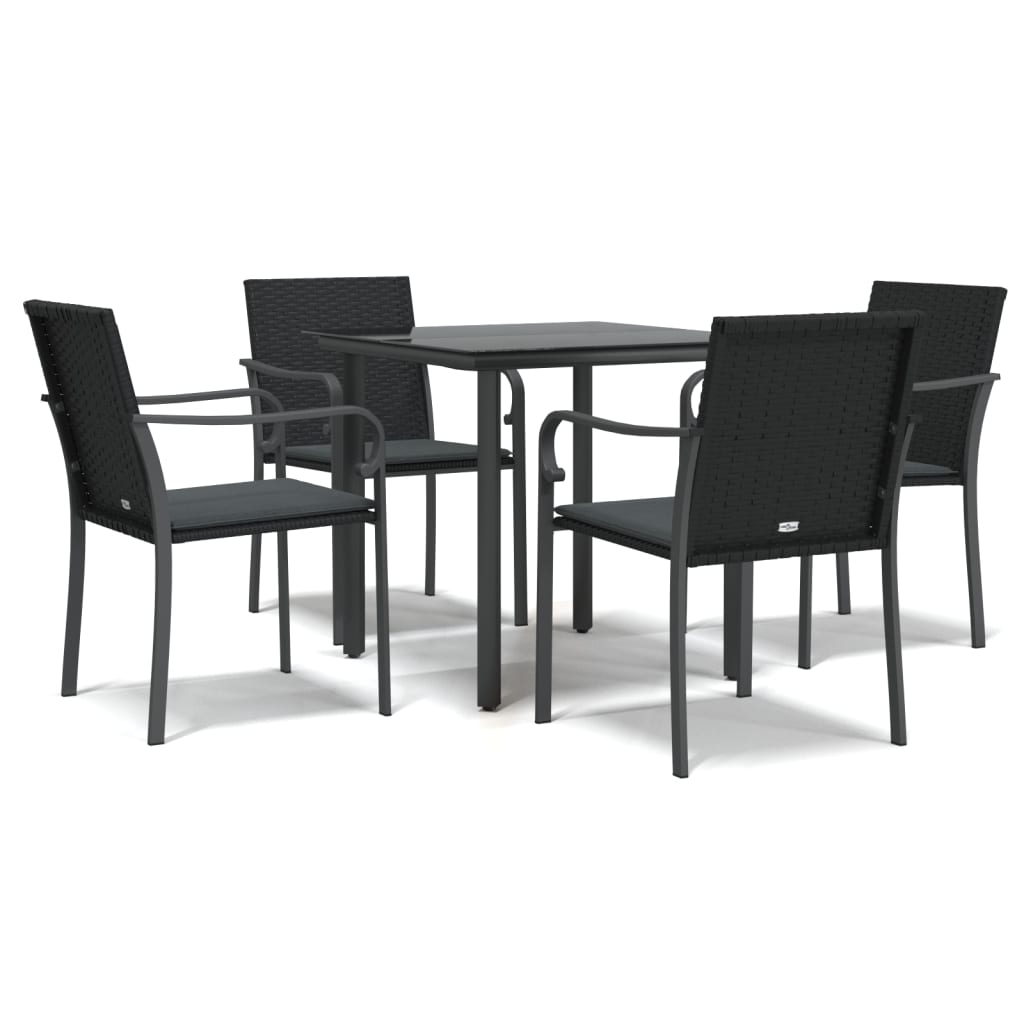 Set Pranzo da Giardino 5pz con Cuscini in Polyrattan e Acciaio - homemem39