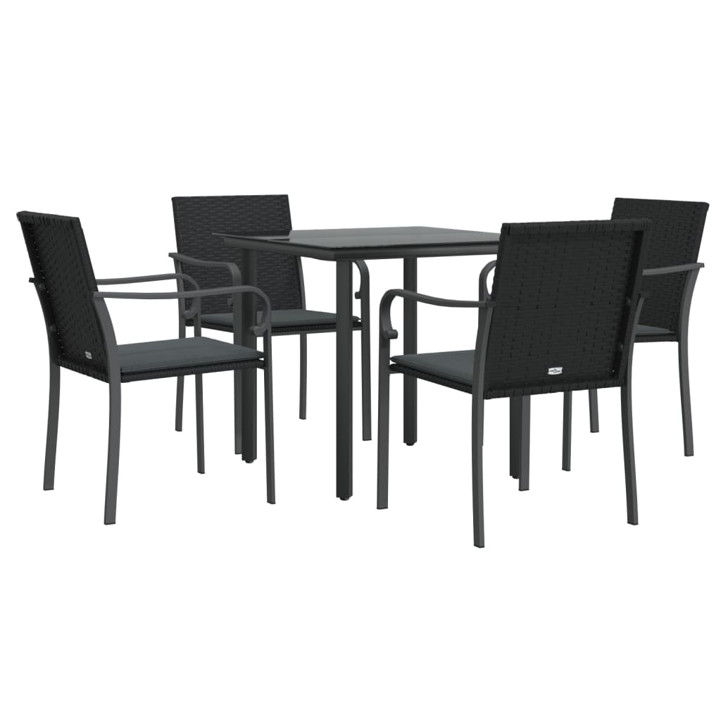 Set Pranzo da Giardino 5pz con Cuscini in Polyrattan e Acciaio | homemem39