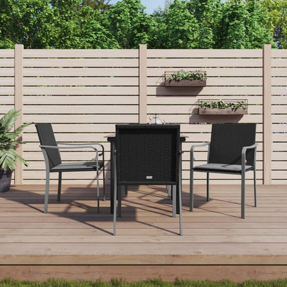 Set Pranzo da Giardino 5pz con Cuscini in Polyrattan e Acciaio | homemem39