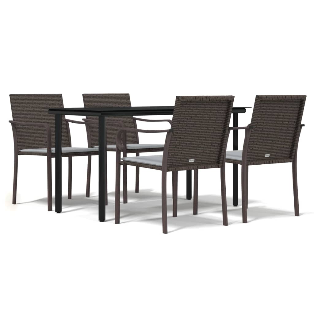 Set Pranzo da Giardino 5pz con Cuscini in Polyrattan e Acciaio - homemem39