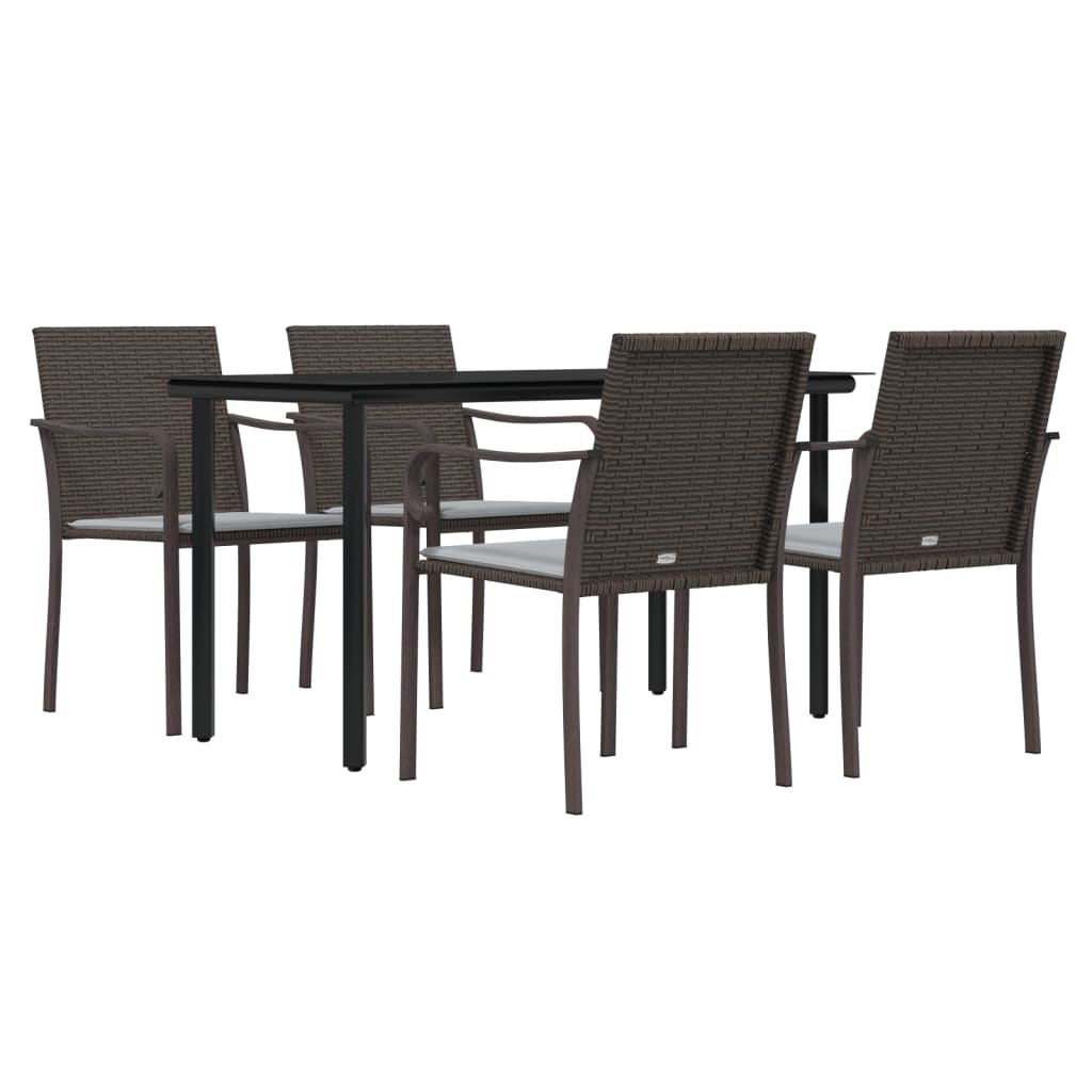 Set Pranzo da Giardino 5pz con Cuscini in Polyrattan e Acciaio - homemem39