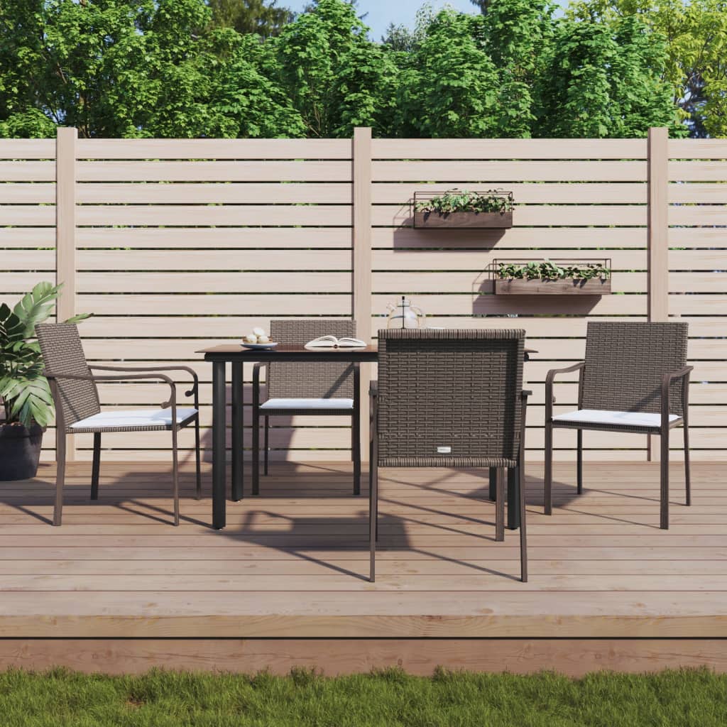 Set Pranzo da Giardino 5pz con Cuscini in Polyrattan e Acciaio | homemem39