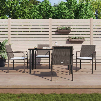 Set Pranzo da Giardino 5pz con Cuscini in Polyrattan e Acciaio | homemem39