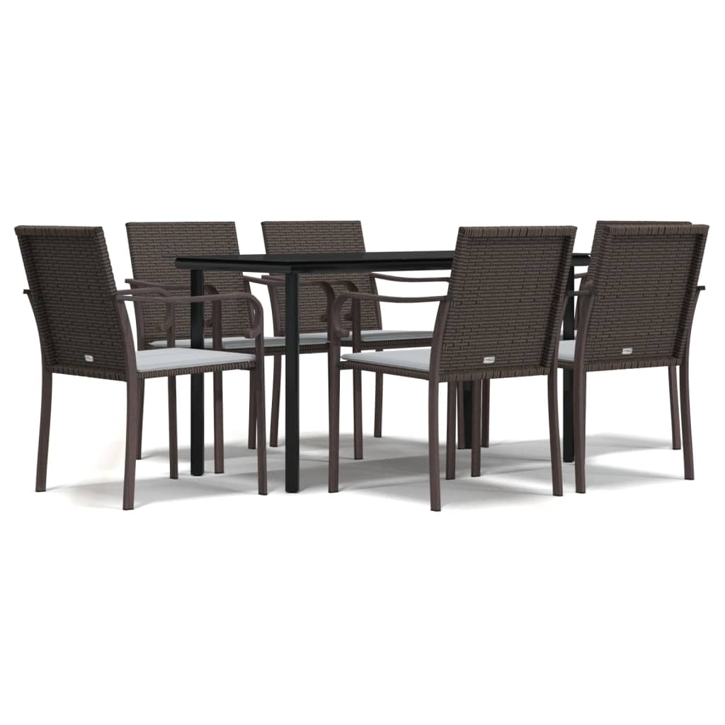 Set Pranzo da Giardino 7 pz con Cuscini in Polyrattan e Acciaio | homemem39