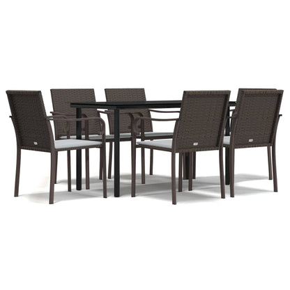 Set Pranzo da Giardino 7 pz con Cuscini in Polyrattan e Acciaio - homemem39