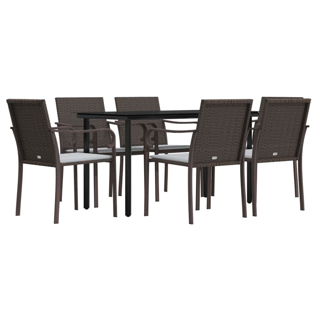 Set Pranzo da Giardino 7 pz con Cuscini in Polyrattan e Acciaio | homemem39