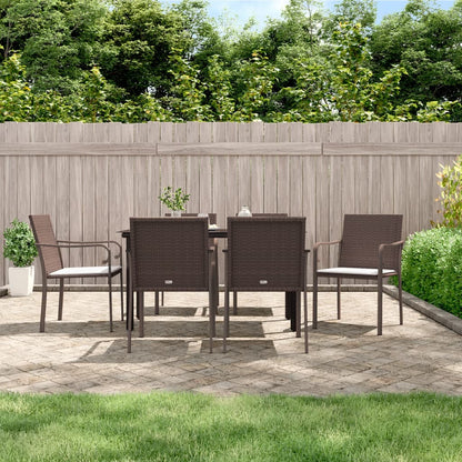 Set Pranzo da Giardino 7 pz con Cuscini in Polyrattan e Acciaio | homemem39