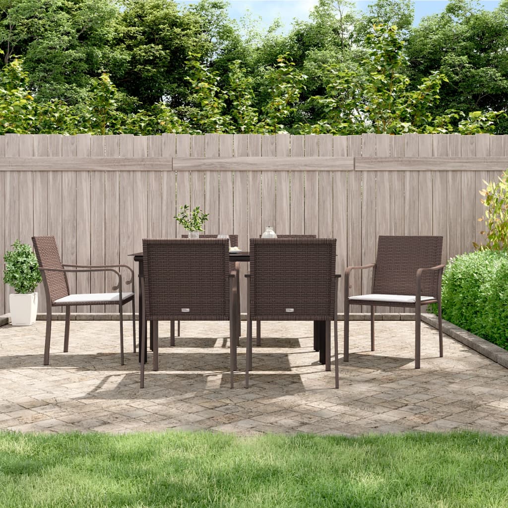 Set Pranzo da Giardino 7 pz con Cuscini in Polyrattan e Acciaio - homemem39