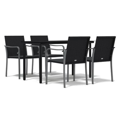 Set Pranzo da Giardino 5pz con Cuscini in Polyrattan e Acciaio - homemem39