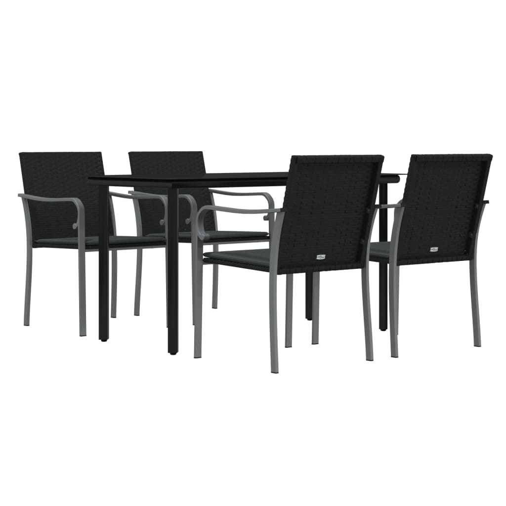 Set Pranzo da Giardino 5pz con Cuscini in Polyrattan e Acciaio | homemem39