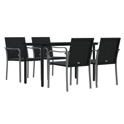 Set Pranzo da Giardino 5pz con Cuscini in Polyrattan e Acciaio - homemem39