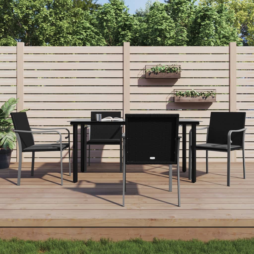 Set Pranzo da Giardino 5pz con Cuscini in Polyrattan e Acciaio - homemem39