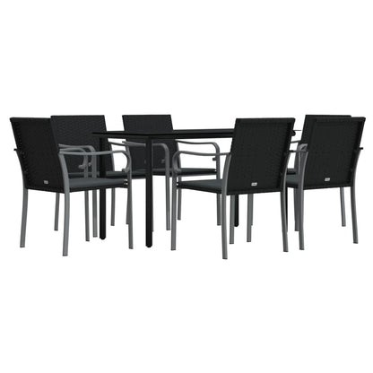 Set Pranzo da Giardino 7 pz con Cuscini in Polyrattan e Acciaio - homemem39