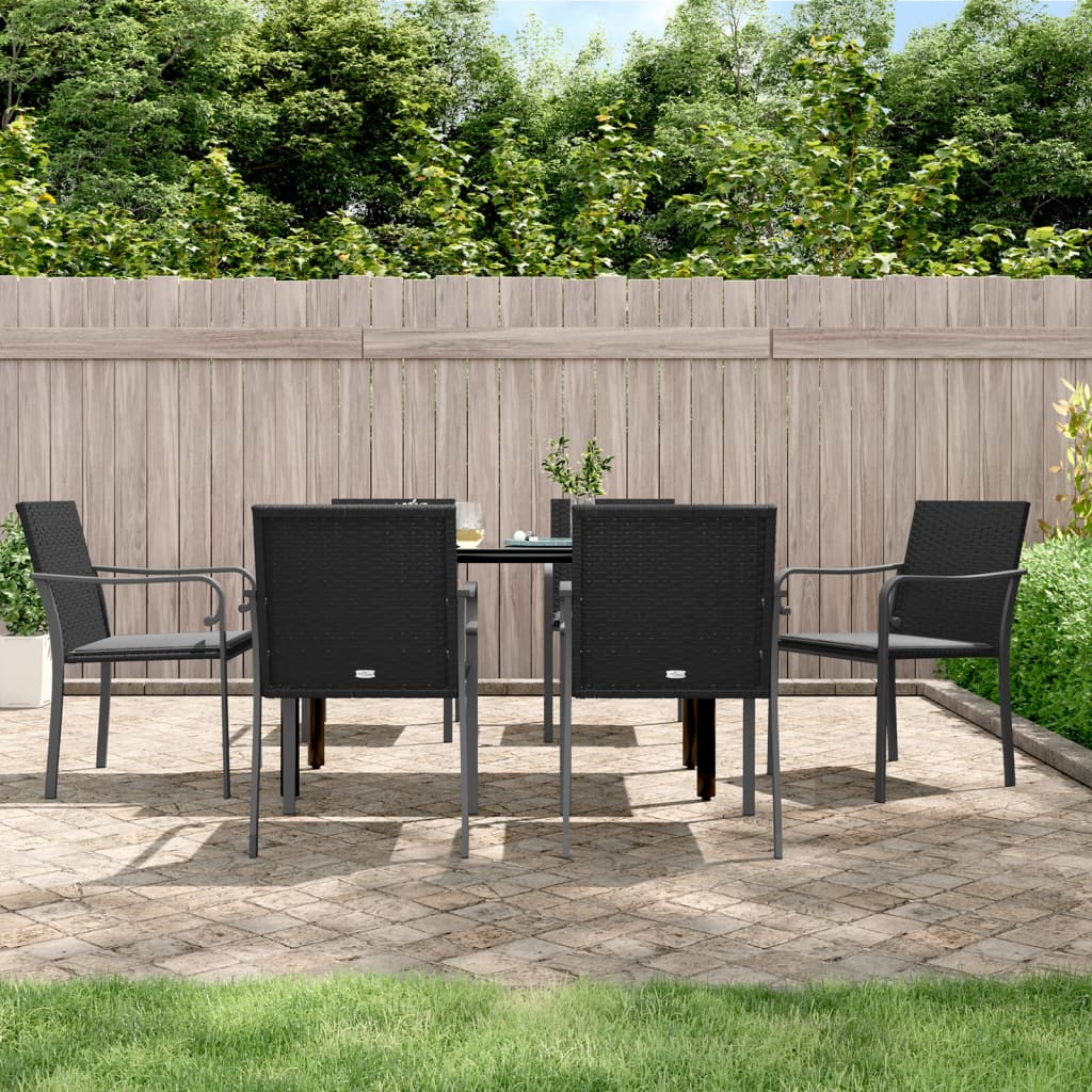 Set Pranzo da Giardino 7 pz con Cuscini in Polyrattan e Acciaio | homemem39