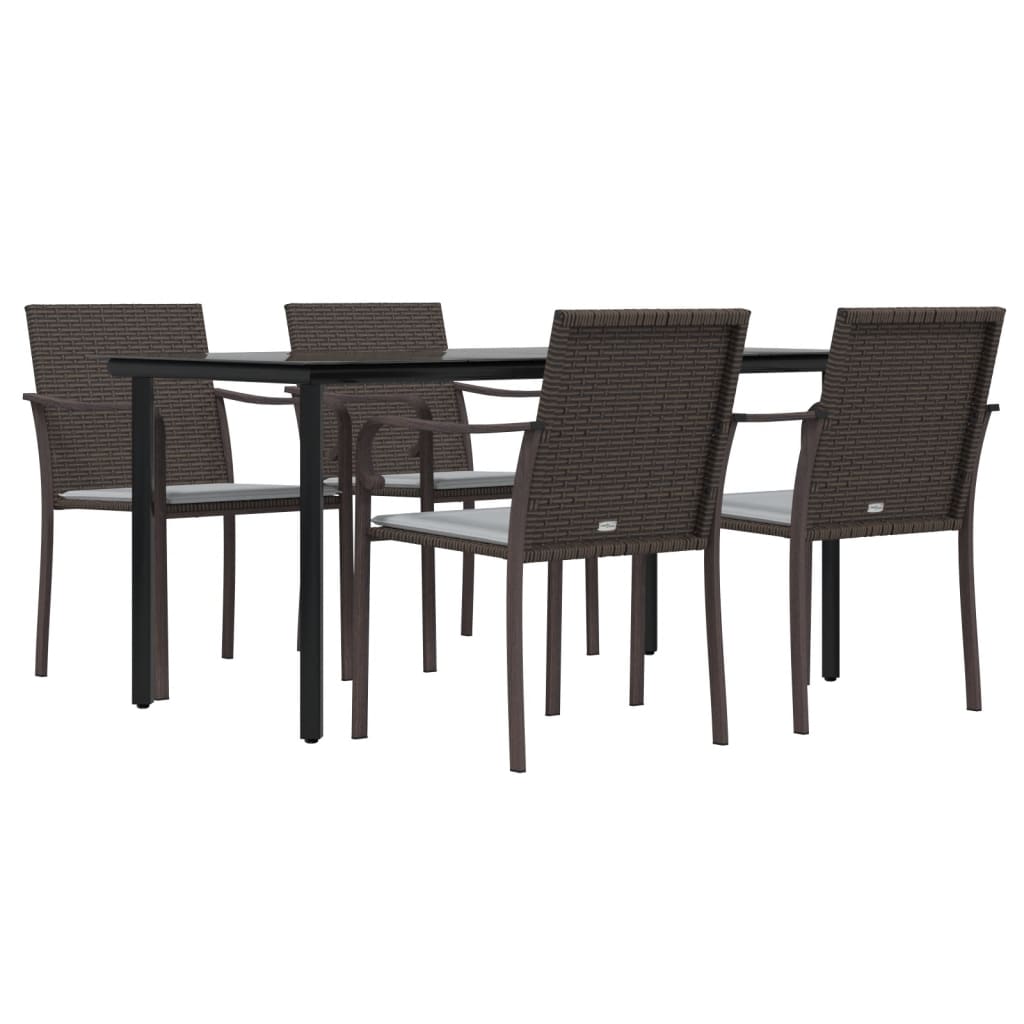 Set Pranzo da Giardino 5pz con Cuscini in Polyrattan e Acciaio | homemem39